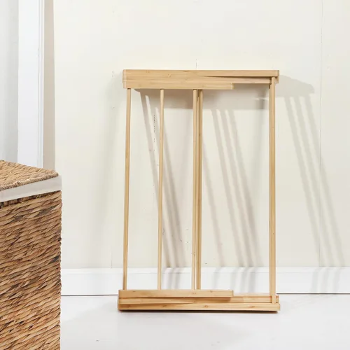 Vista 6 de Gibson Home Riverrun - Estante de secado plegable de bambú para ropa, toallas, mantas – Estante de secado de ropa plegable de 2 niveles, soporte