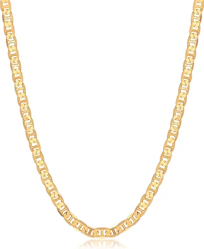 Vista 15 de Barzel - Collar de cadena Mariner chapado en oro de 18 quilates para mujer, plana Marina - Hecho en Brasil Oro de 3 mm.