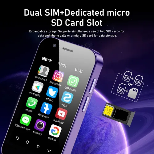 Vista 5 de Longben Mini Smartphone Desbloqueado Teléfono Celular 3.0 Pulgadas Android 4G Pequeño Móvil Quad Core Pequeño Teléfono Dual SIM (Negro, 32, GB)