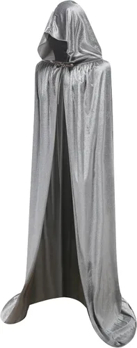 Vista 7 de LHJ Túnica unisex con capucha de longitud completa, capa larga de terciopelo, capa con capucha, disfraz de cosplay Negro