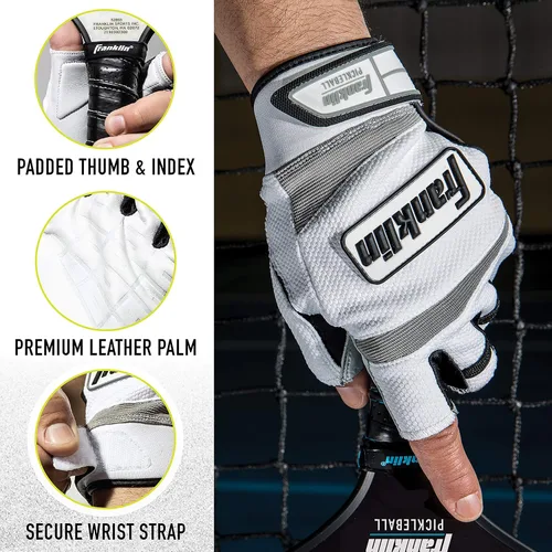 Vista 2 de Franklin Sports Guantes de pickleball para adultos - Hombre y mujer - Mano derecha e izquierda - Blanco
