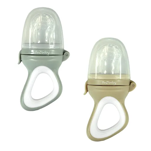 Vista 10 de RaZbaby Fruitique - Alimentador de frutas de una pieza para bebé, apertura más grande para rellenar y cabe más fruta fresca/congelada para aliviar