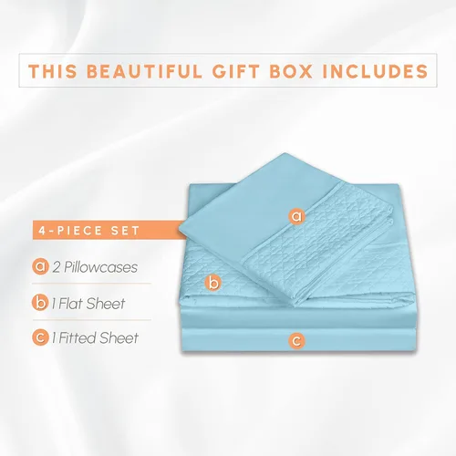 Vista 3 de Elegant Comfort Lujoso juego de sábanas acolchadas de 4 piezas, caja de regalo, calidad egipcia de 1500 hilos, suave, resistente a las arrugas