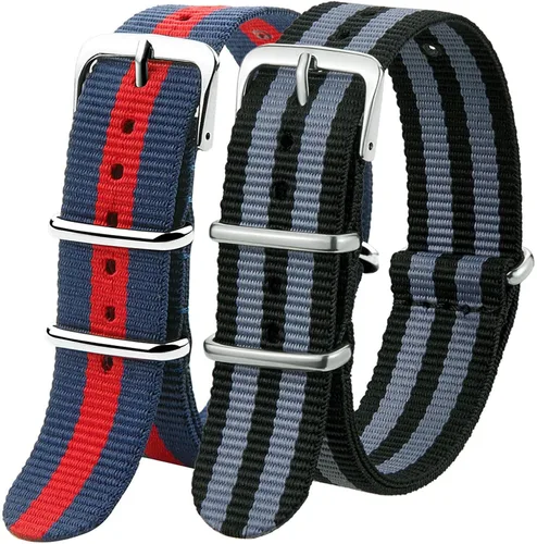 Vista 9 de Correa de Reloj de Nylon de Repuesto de Liberación Rápida con Hebilla Pesada Correas de Reloj para Hombres y Mujeres Negro Gris / Negro