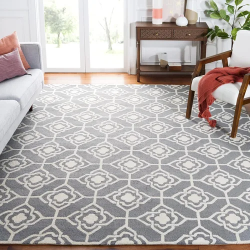 Vista 17 de SAFAVIEH Four Seasons Collection FRS233F FRS233F - Alfombra de pasillo floral con gancho a mano, 2 pies 3 pulgadas x 8 pies, color gris y dorado