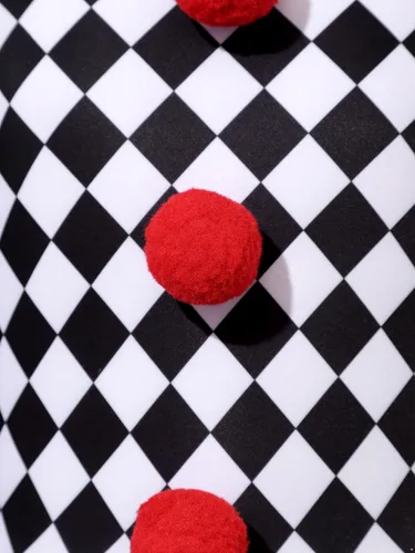 Vista 2 de JEATHA Disfraz de payaso para niños y niñas, diseño de rayas y lentejuelas, pantalones acampanados para Halloween