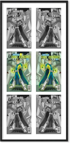 Vista 13 de Marco de cómic blanco mate para cómics publicado entre 1938 y 1955 (marco de madera maciza de cómic de la edad dorada) hecho para mostrar 4 cómics