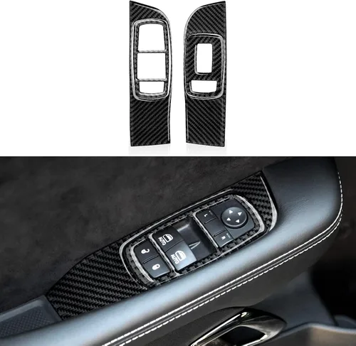 Vista 11 de Calcomanías de ventilación para consola central de automóvil, accesorios para Dodge Challenger 2015-2023, calcomanías interiores de fibra de carbono