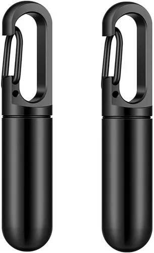 Vista 9 de Pastillero impermeable con llavero pequeño de bolsillo para bolso de viaje, organizador de píldoras portátil (negro)