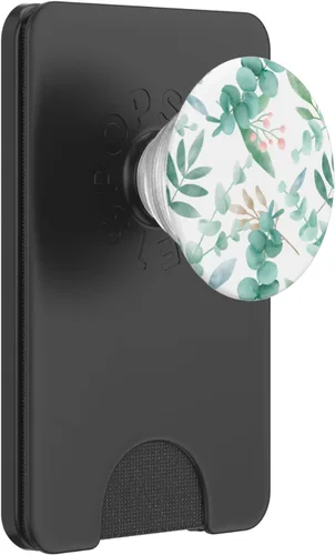 Vista 8 de Hojas de ramas florales de acuarela de eucalipto con flor verde PopSockets intercambiables PopGrip