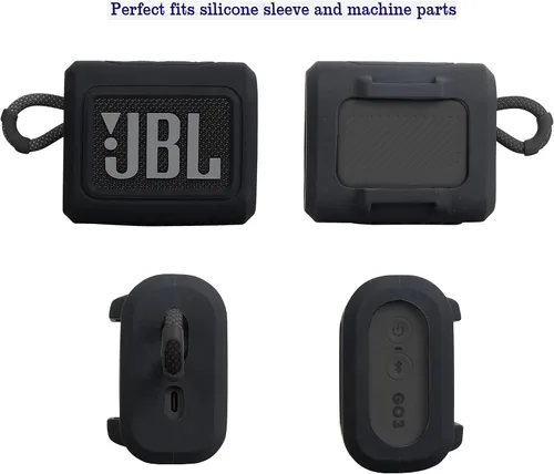 Vista 3 de Hermitshell Funda rígida de viaje para altavoz Bluetooth portátil JBL Go 3 / Go 4 (carbón, funda de silicona)