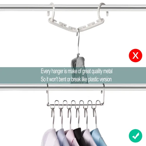 Vista 4 de Meetu – Percha mágica de ropa para ahorrar espacio, organizador de armario de metal, para sistema de organización de armario