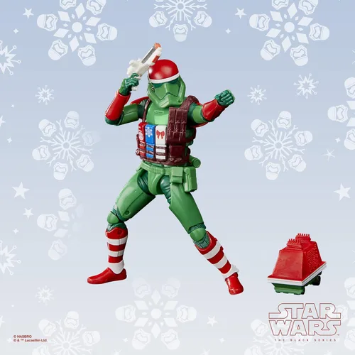 Vista 7 de STAR WARS The Black Series First Order Stormtrooper (edición navideña) y juguetes de droide de ratón, figuras coleccionables de 6 pulgadas