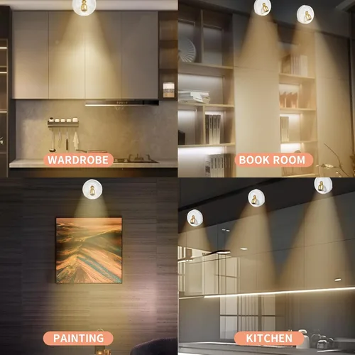 Vista 3 de Foco inalámbrico a pilas con control remoto, paquete de 2 luces para debajo del armario con función de temporizador para debajo del mostrador