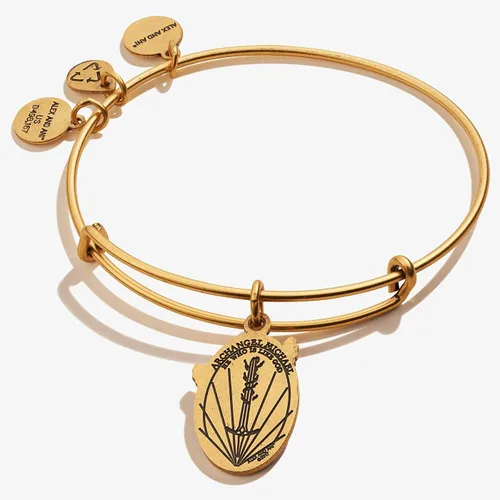 Vista 2 de Alex and Ani Divine Guides - Pulsera extensible para mujer, dije grabado del arcángel Miguel, acabado rafélico, 2 a 3.5 pulgadas