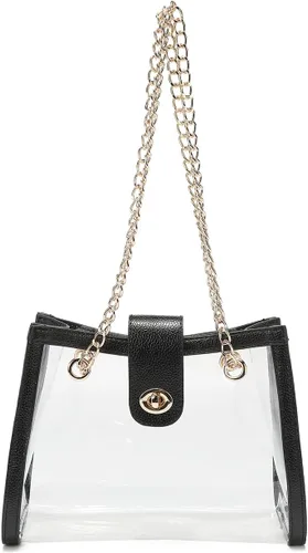 Vista 2 de Bolsos de hombro transparentes para mujer, ligeros, con correa de cadena y bolsas cruzadas con cierre giratorio.
