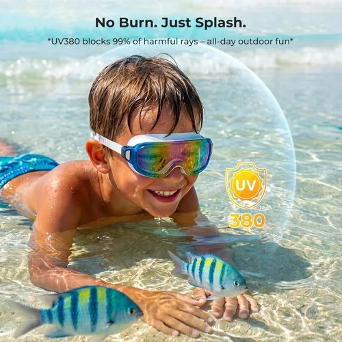Vista 6 de Aegend Gafas de natación para adultos, paquete de 2 unidades, sin marco, 180°, visión amplia, antiniebla, UV, a la moda, para hombres y mujeres