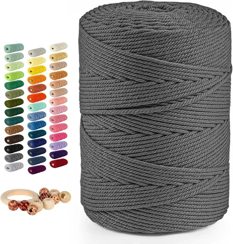 Vista 36 de Munzong - Cuerda de macramé color verde ejército, 5 mm x 109 yardas, cuerda de algodón natural hecha a mano colorida de 100 m, cuerda de macramé