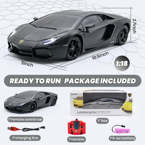 Vista 7 de Lamborghini - Coche de control remoto con licencia para niños, negro mate