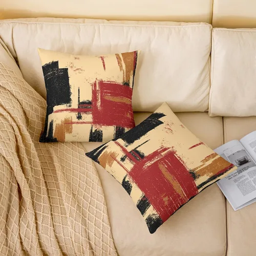 Vista 136 de Juego de 2 fundas de almohada abstractas de 16 x 16 pulgadas para niños, niñas, adolescentes, decoración de dormitorio, moderna a rayas, decoración