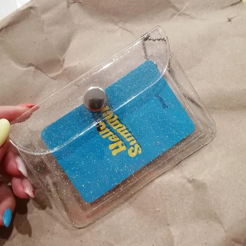 Vista 2 de AIBEARTY 4 portatarjetas transparente con purpurina impermeable, monedero, monedero, cartera, tarjetero para tarjetas de crédito, tarjetas