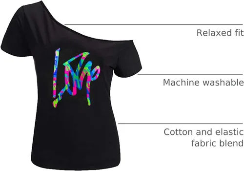 Vista 3 de MAGICMK - Camiseta casual para mujer, con estampado de labios y hombro descubierto, talla extragrande