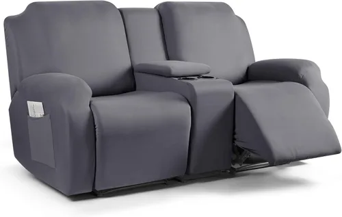 Vista 40 de TAOCOCO Sofá reclinable con funda de consola central, 4 piezas de tela de poliéster elástica, protector de muebles suave y lavable