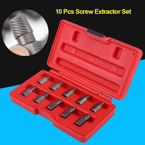 Vista 5 de Juego de extractor de tornillos, 10 piezas de 0.126-0.406 in, juego de extractor de tornillos y pernos multilínea de alta resistencia, con estuche
