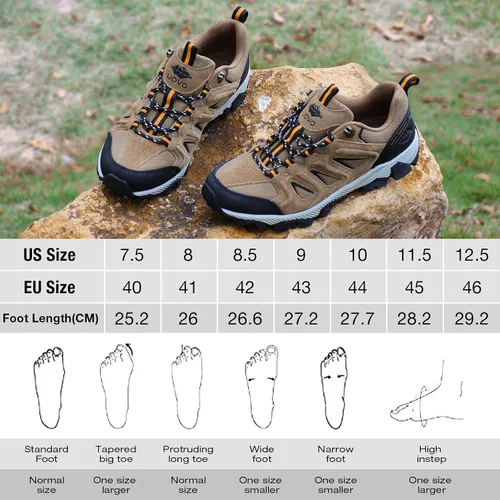 Vista 6 de UOVO Zapatos de senderismo impermeables para hombre, de gamuza de corte bajo, antideslizantes, duraderos, ligeros, transpirables, informales