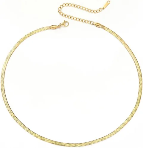 Vista 6 de Mauzew Collar de cadena de serpiente chapada en oro de 18 quilates, collar de espiga en capas, gargantilla para mujer, collares con dije de punto