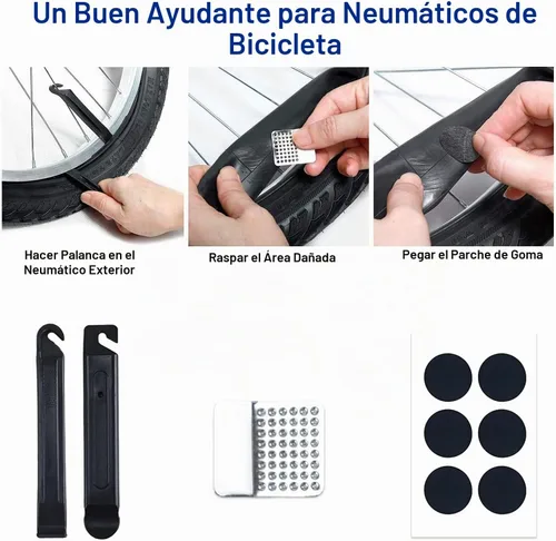 Vista 6 de Kit de herramientas de reparación de bicicletas con mini bomba de bicicleta, bolsa de sillín de bicicleta con luz trasera, multiherramienta
