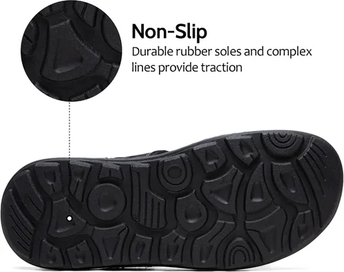 Vista 6 de Jousen Sandalias para hombre de cuero con soporte de arco para hombre, sandalias de playa para hombre al aire libre