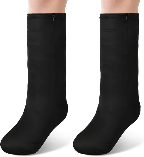 Vista 10 de Boao 2 piezas de fundas moldeadas para piernas, medias cortas medias debajo de la rodilla, manga de pierna para pies, hombres y mujeres (beige, rosa)