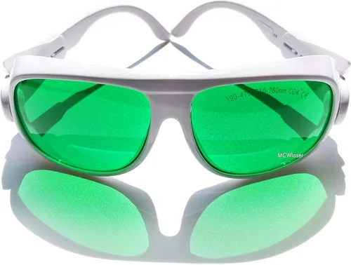 Vista 7 de MCWlaser Gafas de seguridad láser 190-470nm y 610-760nm para luz UV, azul, rojo rubí, verde, láser de picosegundo 405 nm, 445 nm, 450 nm, 635 nm