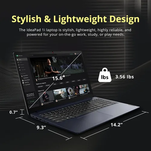 Vista 8 de Lenovo IdeaPad 1i - Laptop con pantalla táctil FHD de 15.6 pulgadas, Intel i5-1335U, 8 GB de RAM, 416 GB de almacenamiento