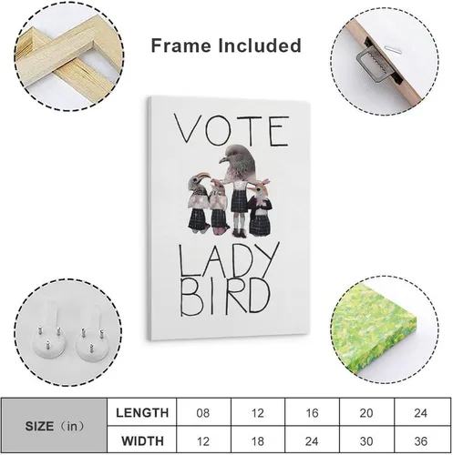 Vista 4 de EtUrg Póster Vote - Póster de Lady Bird para pared, impresiones artísticas de pintura, cubierta de álbum, decoración de póster, regalo