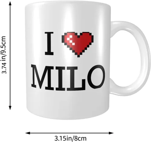 Vista 2 de Taza de café gruesa con texto en inglés "I Love Milo", regalo para mamá