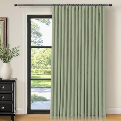 Vista 32 de INOVADAY Cortinas térmicas para puerta corredera 100% opacas para dormitorio, cortinas de puerta corrediza de vidrio extra anchas para patio, lino