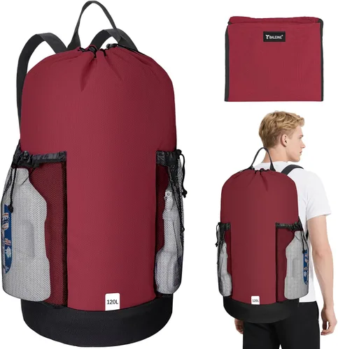 Vista 25 de BALEINE Mochila Bolsa de Lavandería de 120L, Tela Oxford 900D Bolsas Grandes de Lavandería de Viaje con Correas para el Hombro y 2 Bolsillos