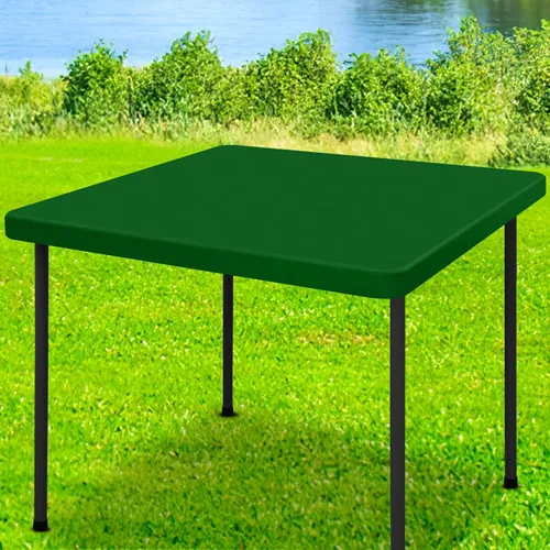 Vista 43 de Moosfor Mantel rectangular de elastano de 4 pies, manteles elásticos ajustables para pícnic, funda elástica y lavable para mesa de patio para Azul