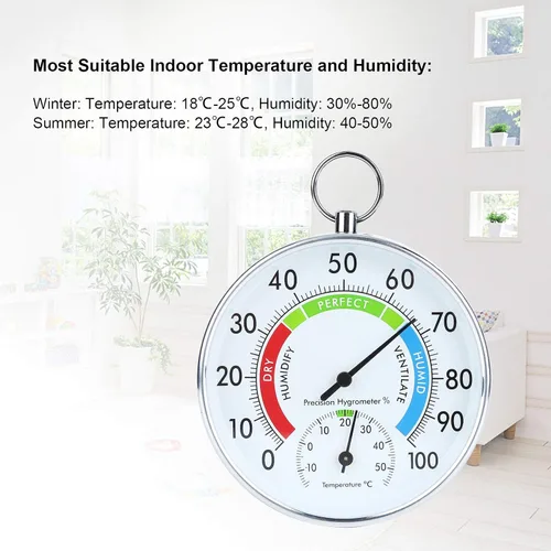 Vista 3 de Medidor de humedad de temperatura, termómetro higrómetro con anillo colgante, higrómetro de pared de alta precisión, probador de humedad