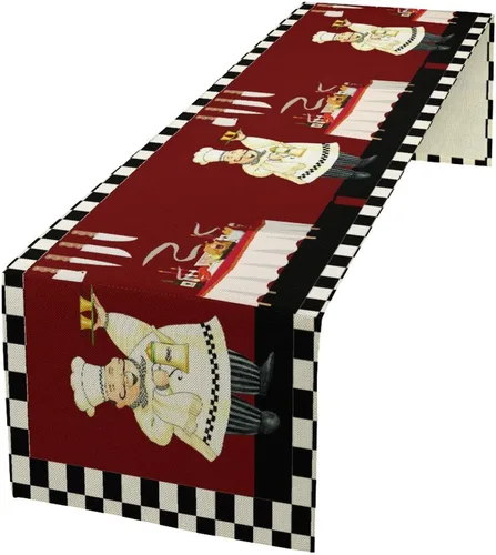 Vista 11 de Camino de mesa de lino de algodón, cuchillo de cocina occidental, tenedor, colección de mesa rectangular, desierto salvaje oeste americano