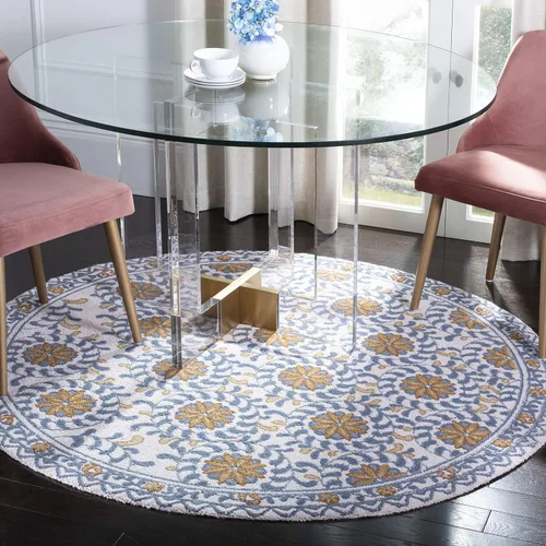 Vista 14 de SAFAVIEH Chelsea Collection - Alfombra decorativa de 1 pies 8 pulgadas x 2 pies 6 pulgadas, marfil y azul, lana de campo francesa enganchada a mano