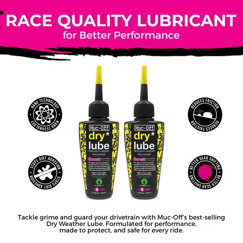 Vista 5 de Muc-Off Lubricante para Cadena de Bicicleta Bio Dry 50ml (Paquete de 2) Fórmula a Base de Cera para Cambios de Marcha Suaves Crea una Capa