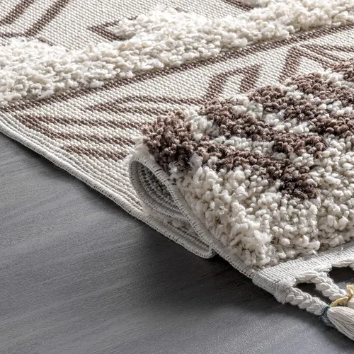 Vista 6 de nuLOOM Zuri - Alfombra tribal lanuda con bandas, 4 x 6, marrón