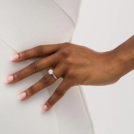 Vista 5 de Anillo de compromiso de 1.0 quilates con cuatro puntas con certificación IGI de diamantes hechos en laboratorio redondo en oro blanco de 14 k