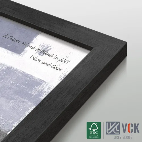 Vista 4 de VCK Juego de 3 portarretratos de madera negra de 8 x 10 pulgadas con exclusiva veta de madera, marco para el hogar, estudio y galería, mesa o colgar
