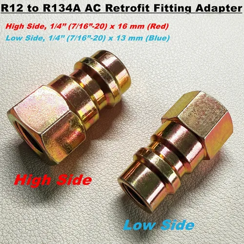 Vista 3 de Kit de adaptador de ajuste de CA R12 a R134A, adaptador de conversión UNF R12 R22 a R134A, adaptador de conversión UNF de 1/4 pulgadas a 7/16