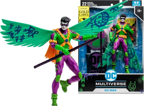 Vista 9 de McFarlane Toys - DC Multiverse Red Robin (Jokerized) Gold Label, figura de acción de 7 pulgadas