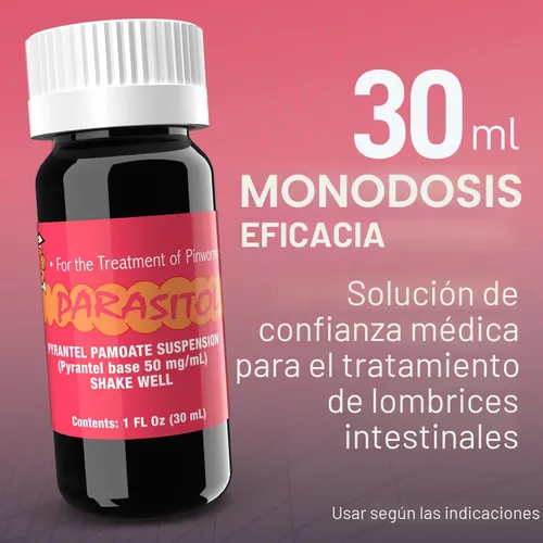Vista 2 de PARASITOL Medicina para lombrices intestinales para la familia Fórmula desparasitante eficaz con pamoato de pirantel, alivio rápido para todas